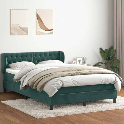 Box Spring Postel S Matrací Samet Tmavě Zelená