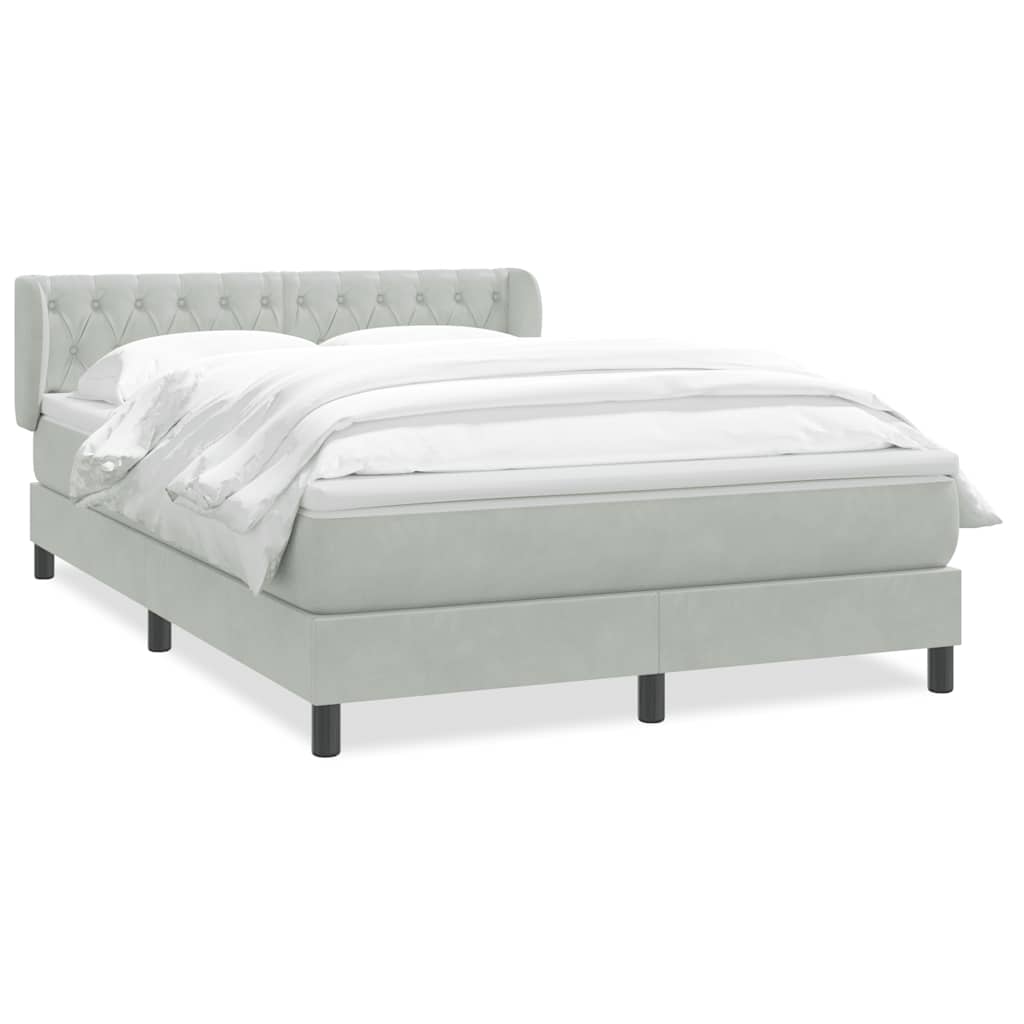 Box Spring Postel S Matrací Samet Světle Šedá