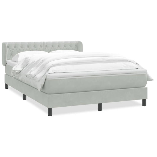 Box Spring Postel S Matrací Samet Světle Šedá
