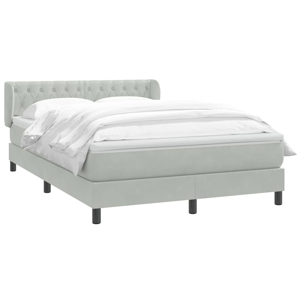 Box Spring Postel S Matrací Samet Světle Šedá