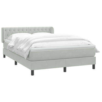 Box Spring Postel S Matrací Samet Světle Šedá