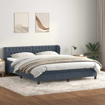 Box Spring Postel S Matrací Samet Tmavě Šedá