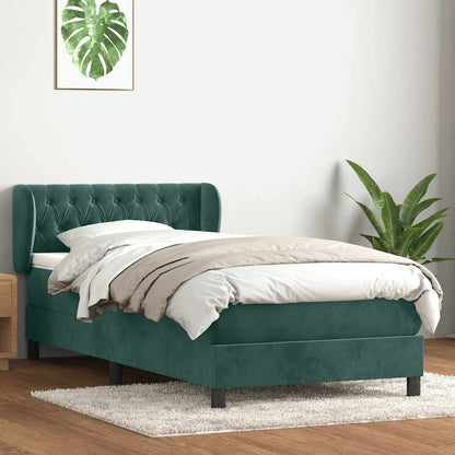 Box Spring Postel S Matrací Samet Tmavě Zelená