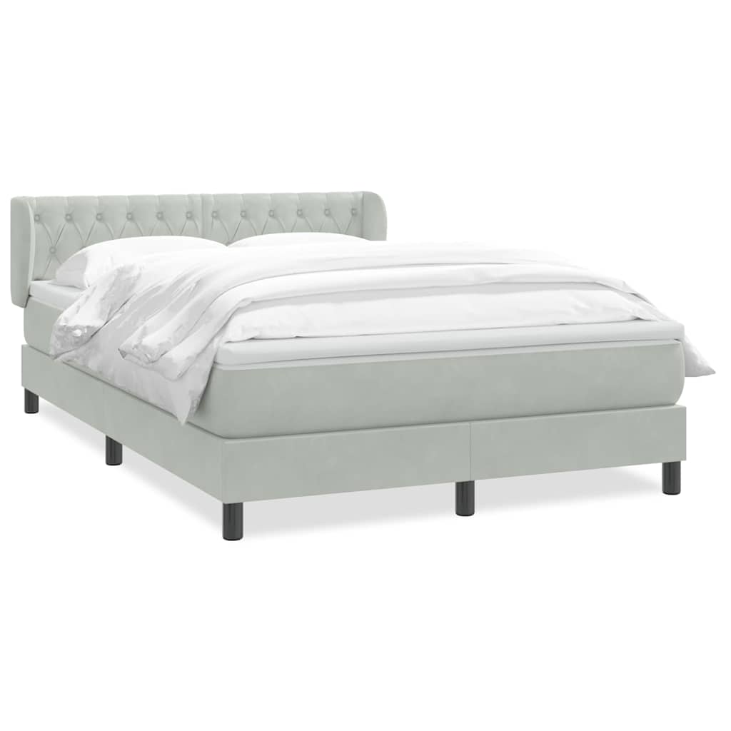 Box Spring Postel S Matrací Samet Světle Šedá