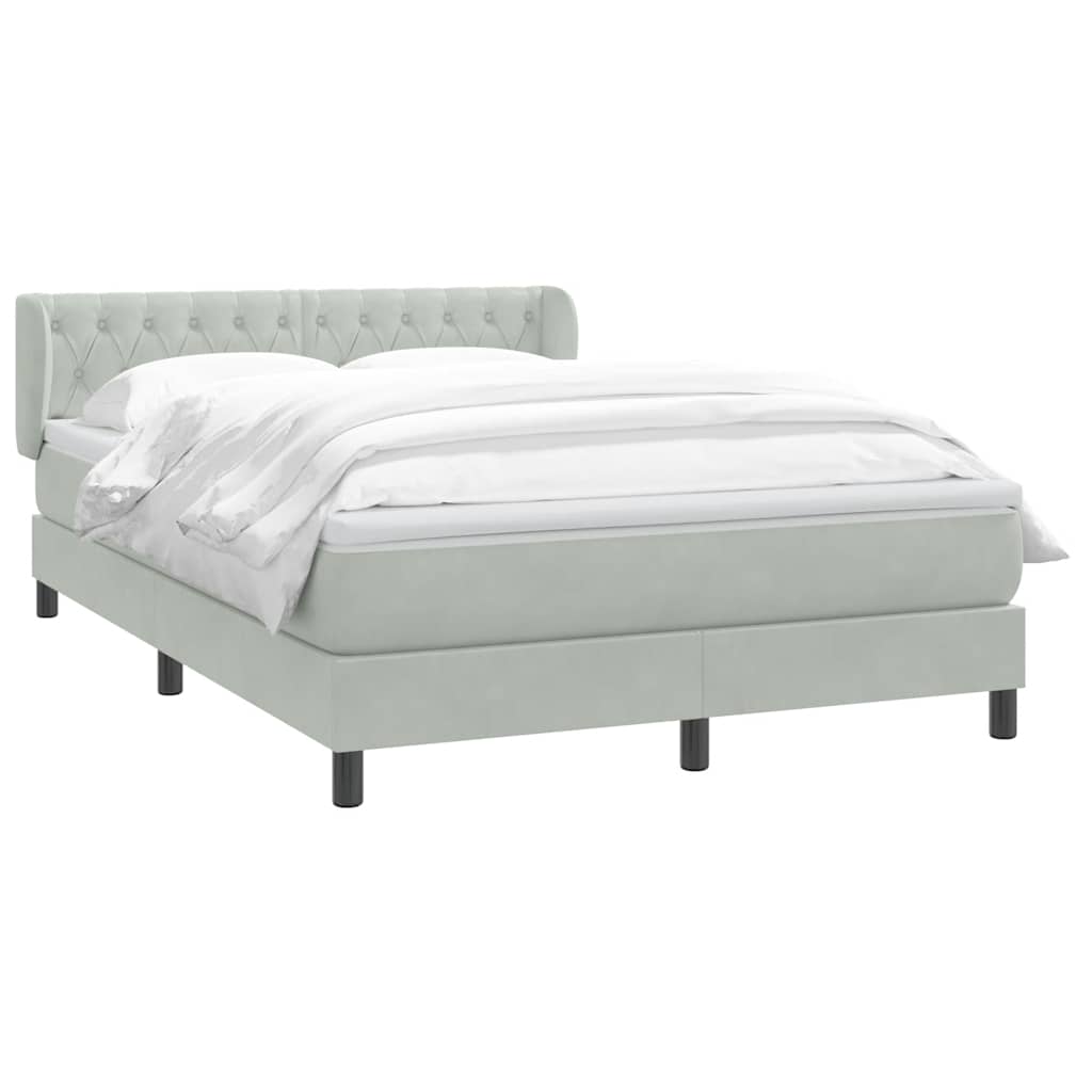 Box Spring Postel S Matrací Samet Světle Šedá