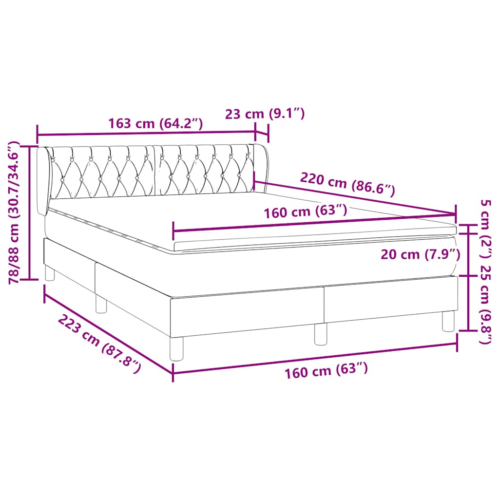 Box Spring Postel S Matrací Samet Světle Šedá