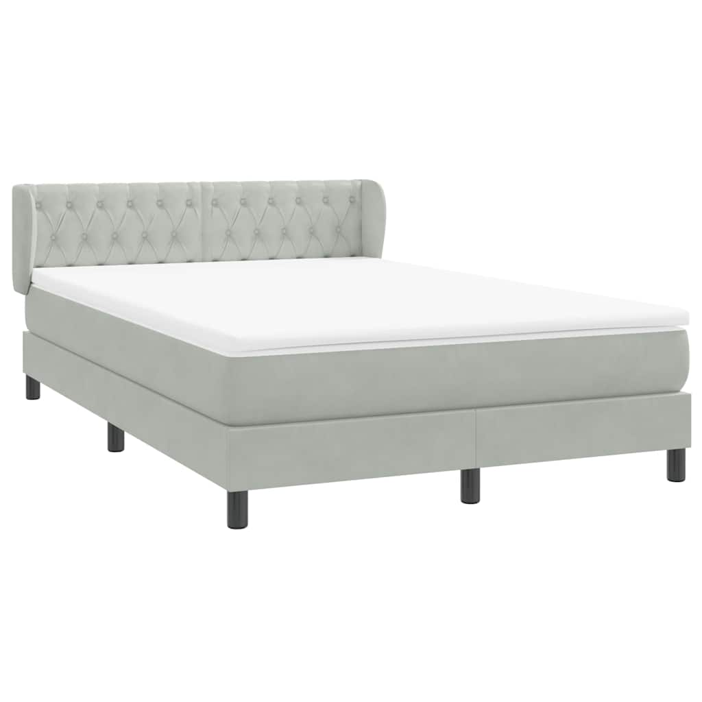 Box Spring Postel S Matrací Samet Světle Šedá