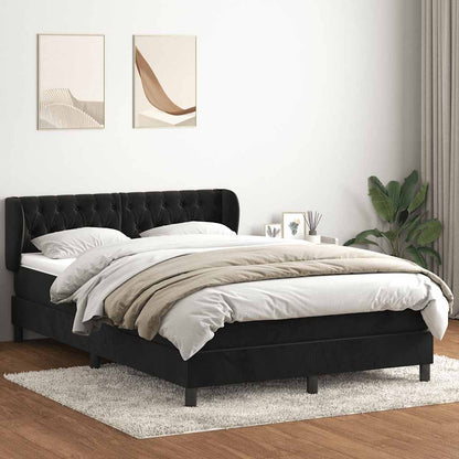 Box Spring Postel S Matrací Černý Samet Černá