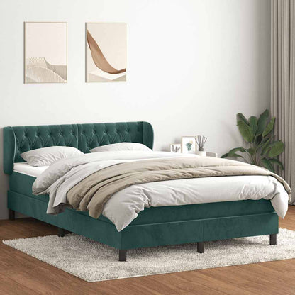 Box Spring Postel S Matrací Samet Tmavě Zelená