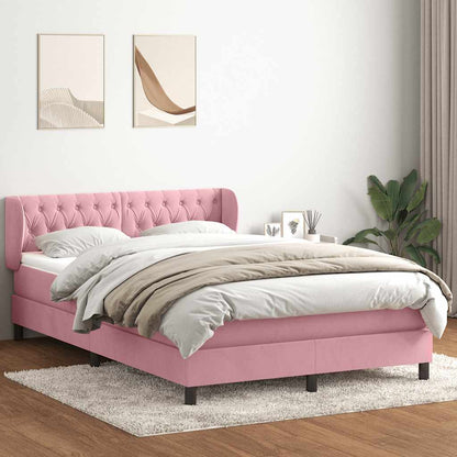 Box Spring Postel S Matrací Růžový Samet Růžová