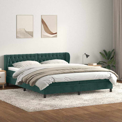 Box Spring Postel S Matrací Samet Tmavě Zelená