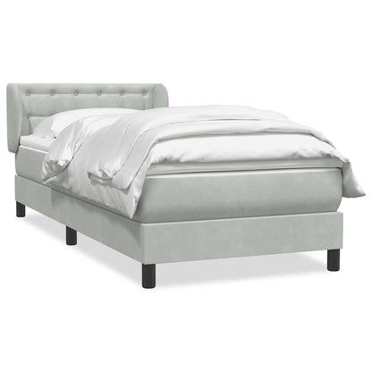Box Spring Postel S Matrací Samet Světle Šedá