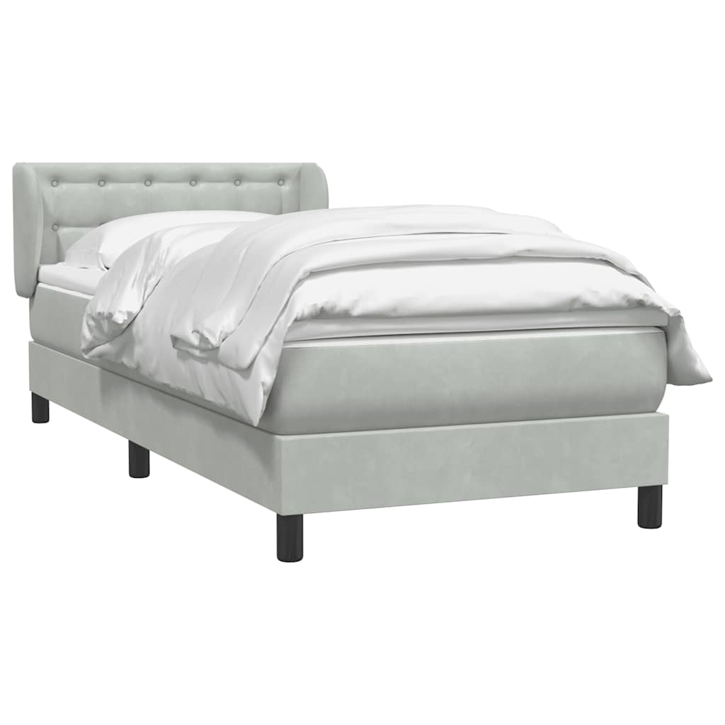 Box Spring Postel S Matrací Samet Světle Šedá