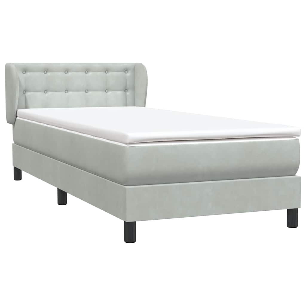 Box Spring Postel S Matrací Samet Světle Šedá