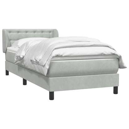 Box Spring Postel S Matrací Samet Světle Šedá