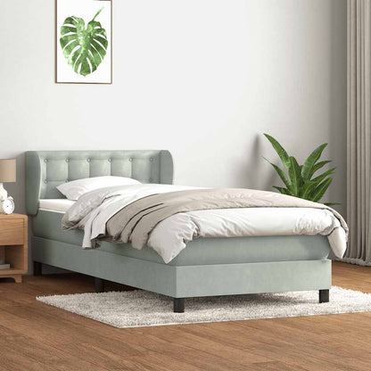 Box Spring Postel S Matrací Samet Světle Šedá