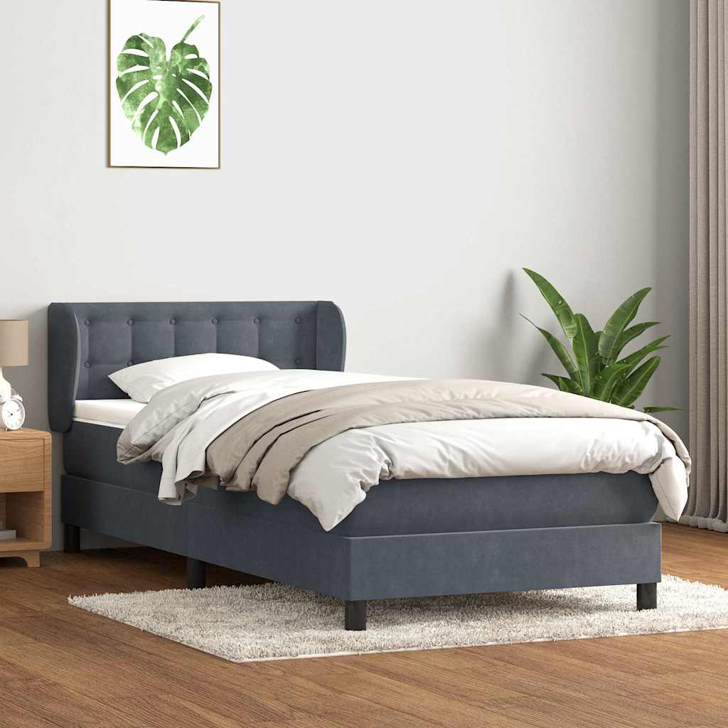 Box Spring Postel S Matrací Samet Tmavě Šedá