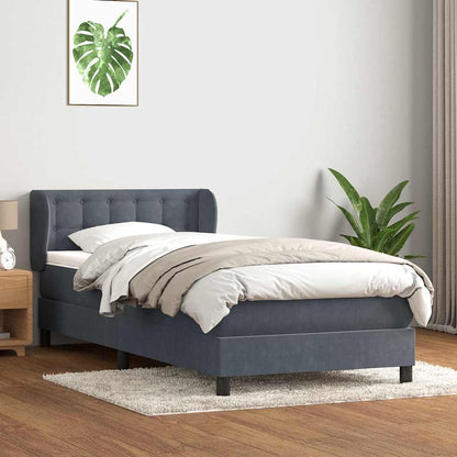 Box Spring Postel S Matrací Samet Tmavě Šedá