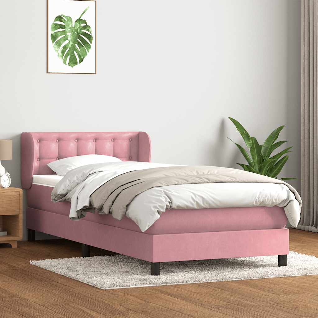 Box Spring Postel S Matrací Růžový Samet Růžová