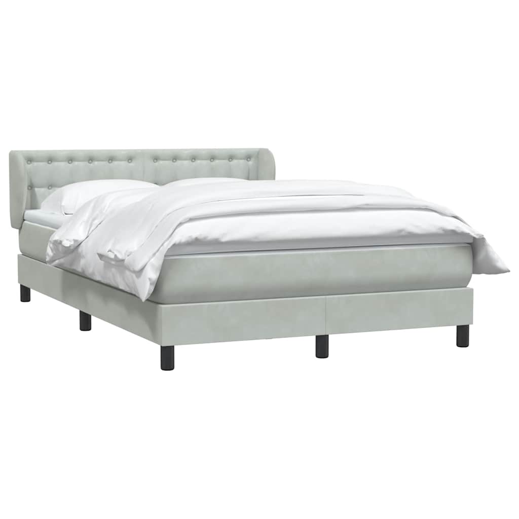 Box Spring Postel S Matrací Samet Světle Šedá