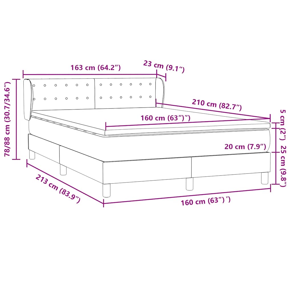 Box Spring Postel S Matrací Samet Světle Šedá