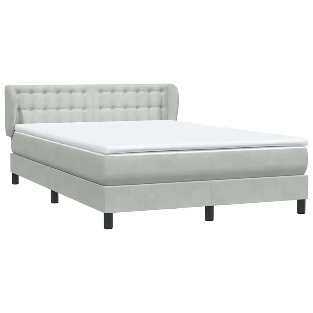 Box Spring Postel S Matrací Samet Světle Šedá
