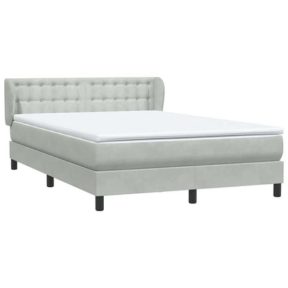 Box Spring Postel S Matrací Samet Světle Šedá