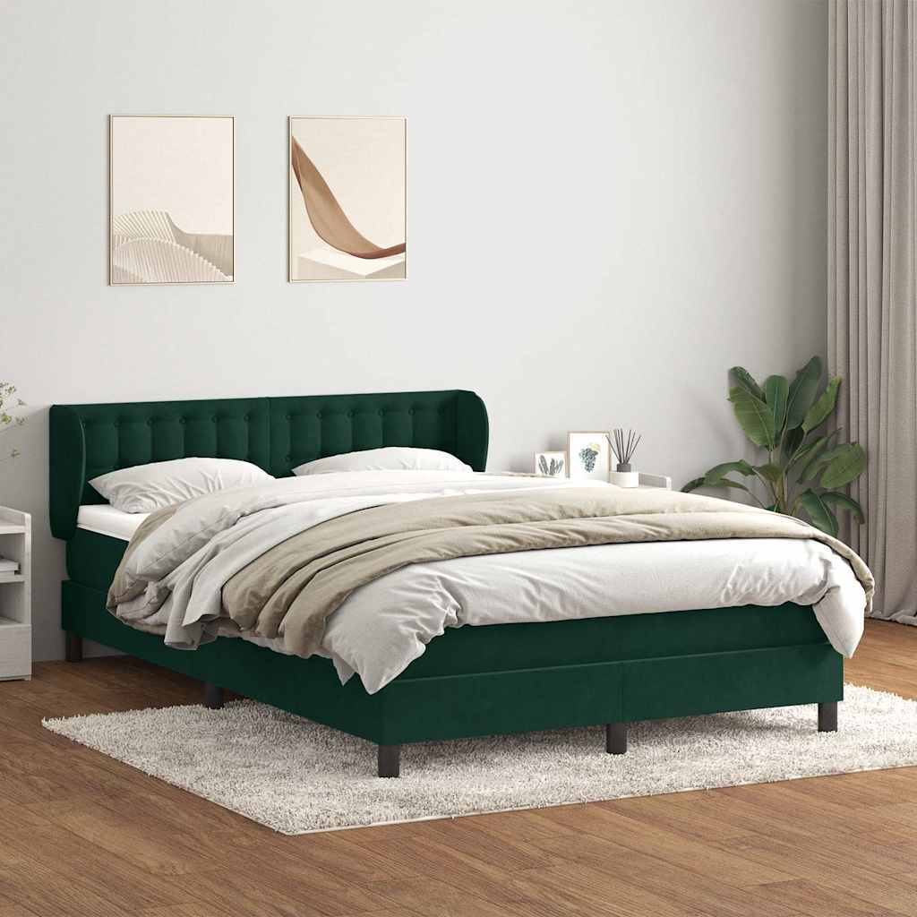 Box Spring Postel S Matrací Samet Tmavě Zelená