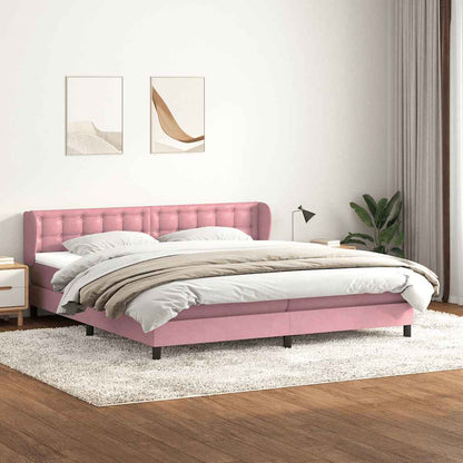 Box Spring Postel S Matrací Růžový Samet Růžová