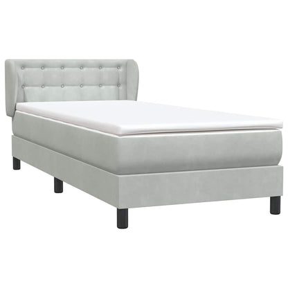 Box Spring Postel S Matrací Samet Světle Šedá