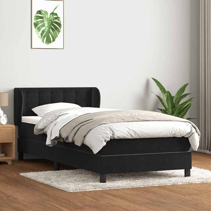 Box Spring Postel S Matrací Černý Samet Černá