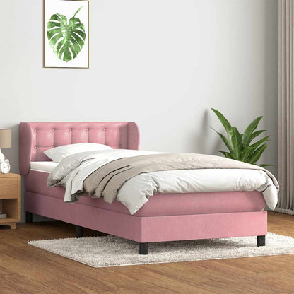 Box Spring Postel S Matrací Růžový Samet Růžová