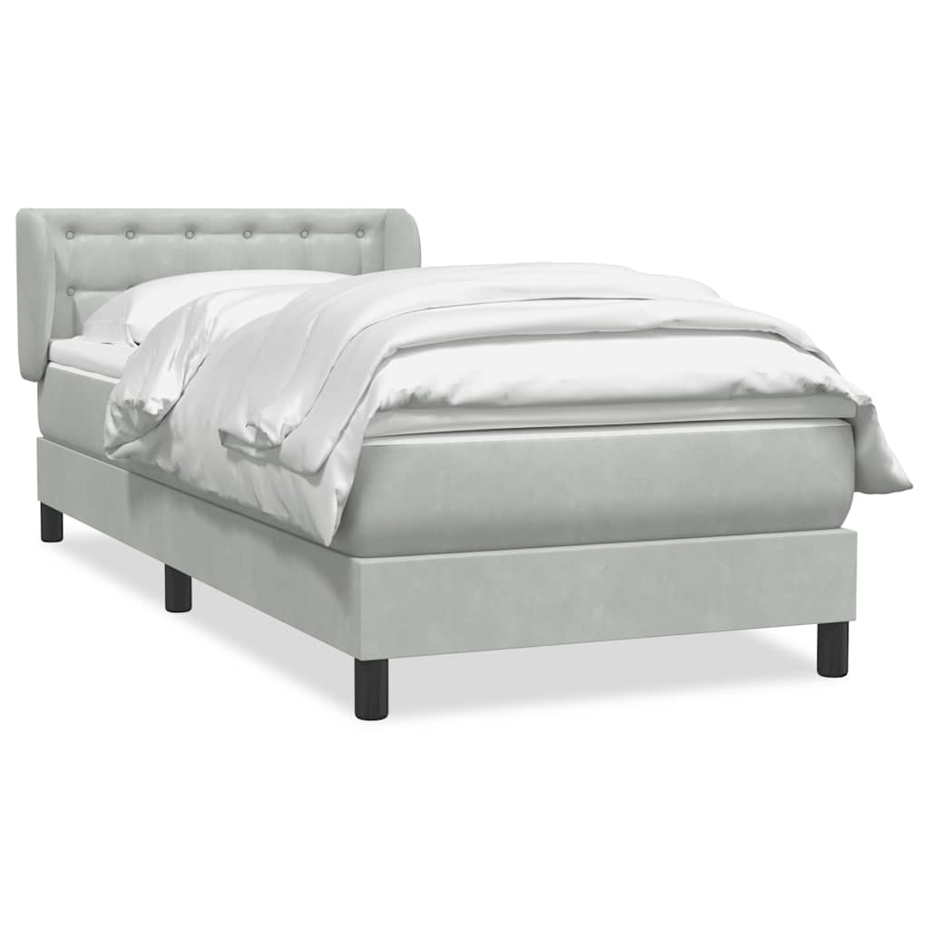 Box Spring Postel S Matrací Samet Světle Šedá
