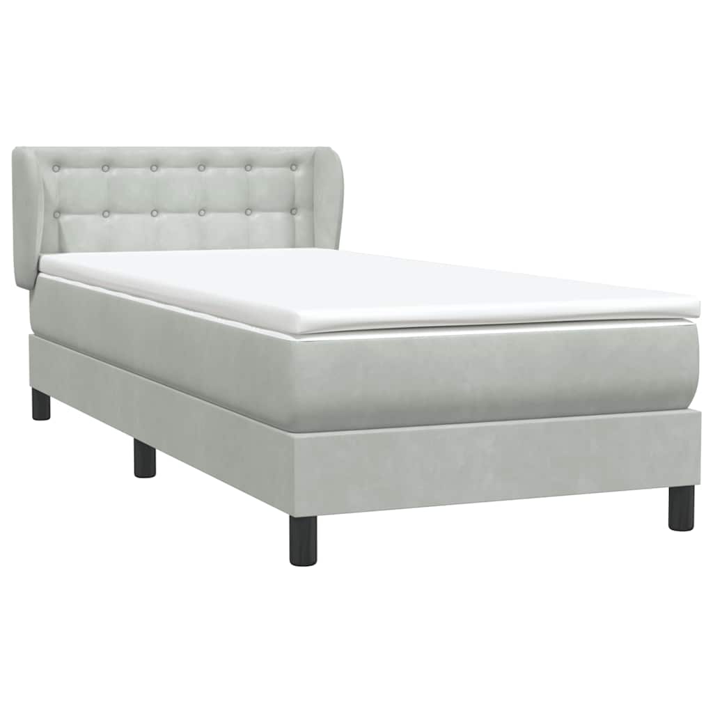 Box Spring Postel S Matrací Samet Světle Šedá