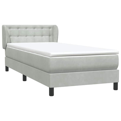 Box Spring Postel S Matrací Samet Světle Šedá