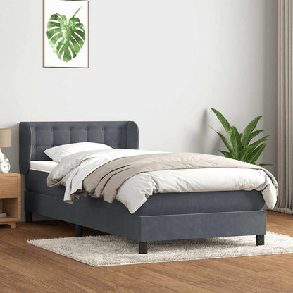 Box Spring Postel S Matrací Samet Tmavě Šedá