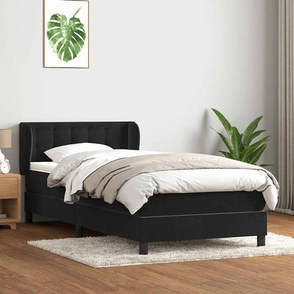 Box Spring Postel S Matrací Černý Samet Černá