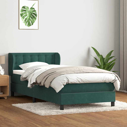 Box Spring Postel S Matrací Samet Tmavě Zelená