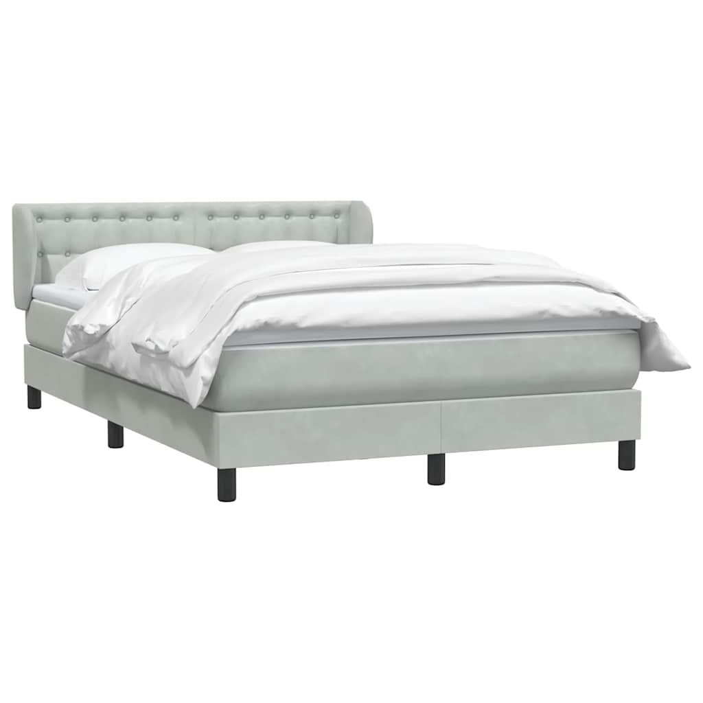 Box Spring Postel S Matrací Samet Světle Šedá