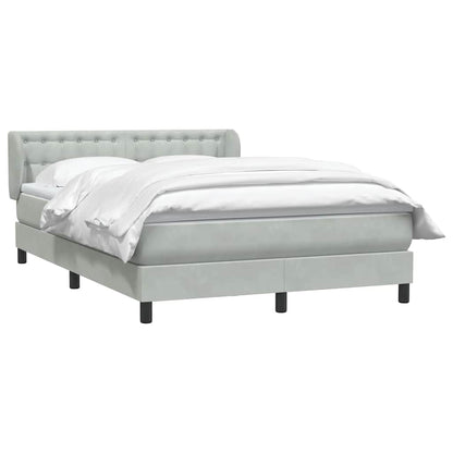 Box Spring Postel S Matrací Samet Světle Šedá