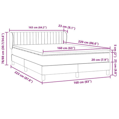 Box Spring Postel S Matrací Samet Světle Šedá