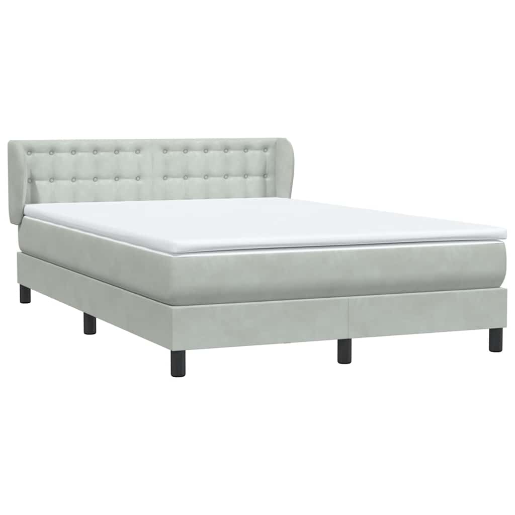 Box Spring Postel S Matrací Samet Světle Šedá