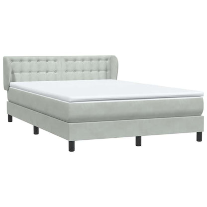 Box Spring Postel S Matrací Samet Světle Šedá