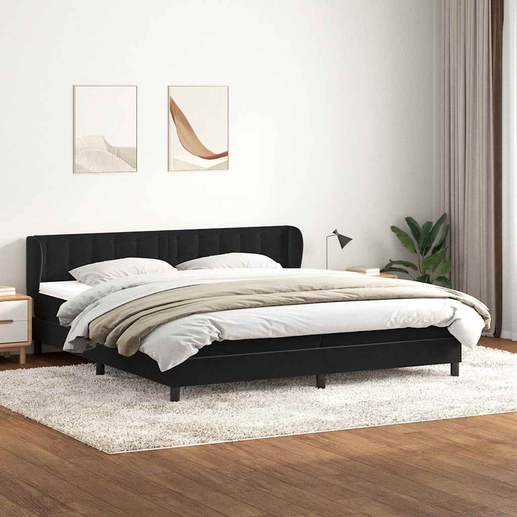 Box Spring Postel S Matrací Černý Samet Černá