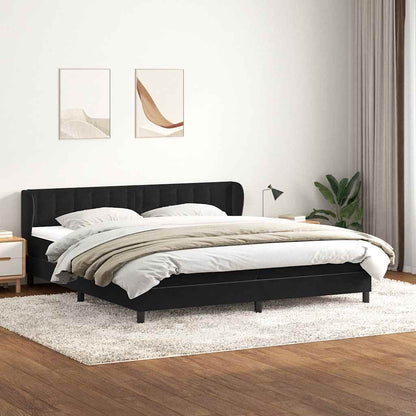 Box Spring Postel S Matrací Černý Samet Černá