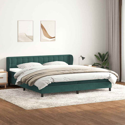 Box Spring Postel S Matrací Samet Tmavě Zelená