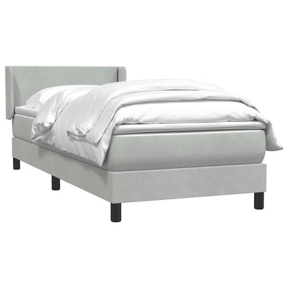 Box Spring Postel S Matrací Samet Světle Šedá