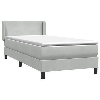 Box Spring Postel S Matrací Samet Světle Šedá