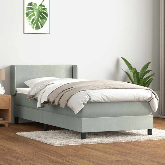 Box Spring Postel S Matrací Samet Světle Šedá
