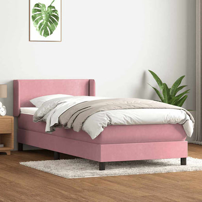 Box Spring Postel S Matrací Růžový Samet Růžová